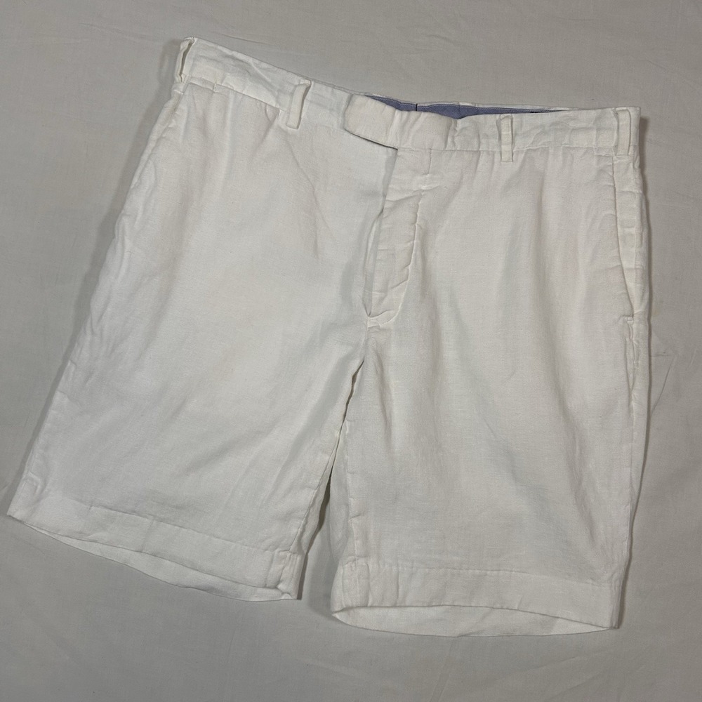 Polo Ralph Lauren Shorts Mens 35 Waist Linen Classic Fit Flat Front White‎